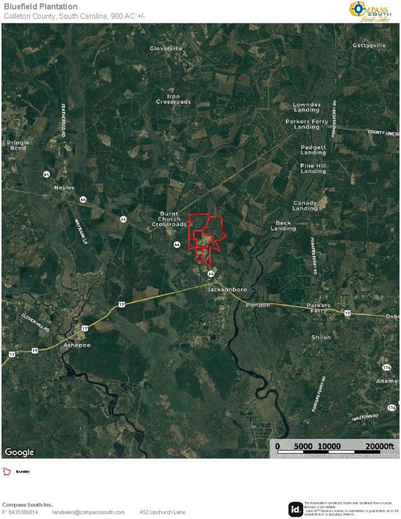 Bluefield Plantation Location Map 1 South Carolina land for sale