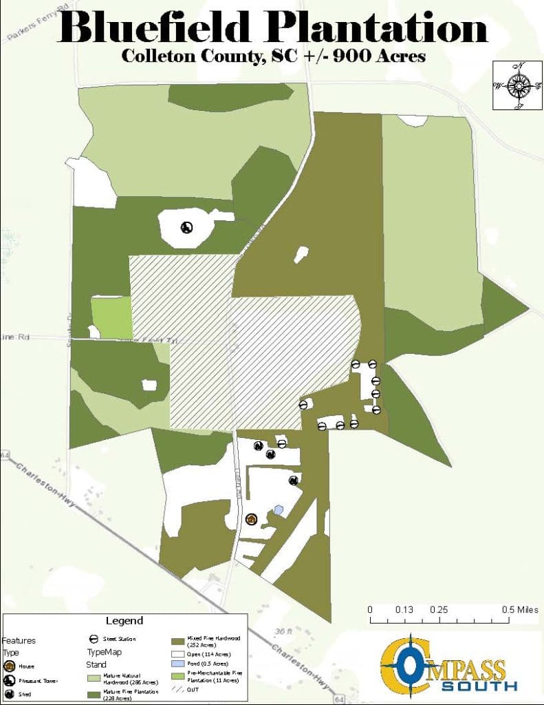 Bluefield Plantation Type Map South Carolina land for sale