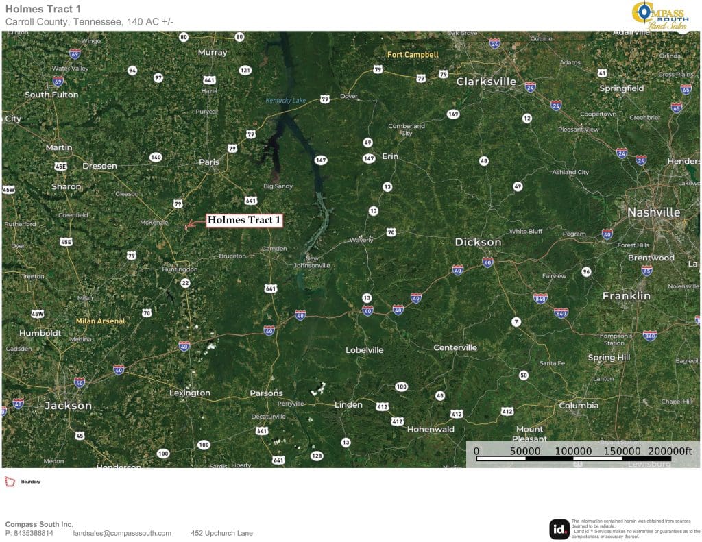 Holmes Tract 1 Location Map Tennessee land for sale