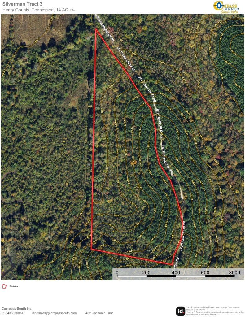 Silverman Tract 3 Aerial Contour Map 
Tennessee land for sale