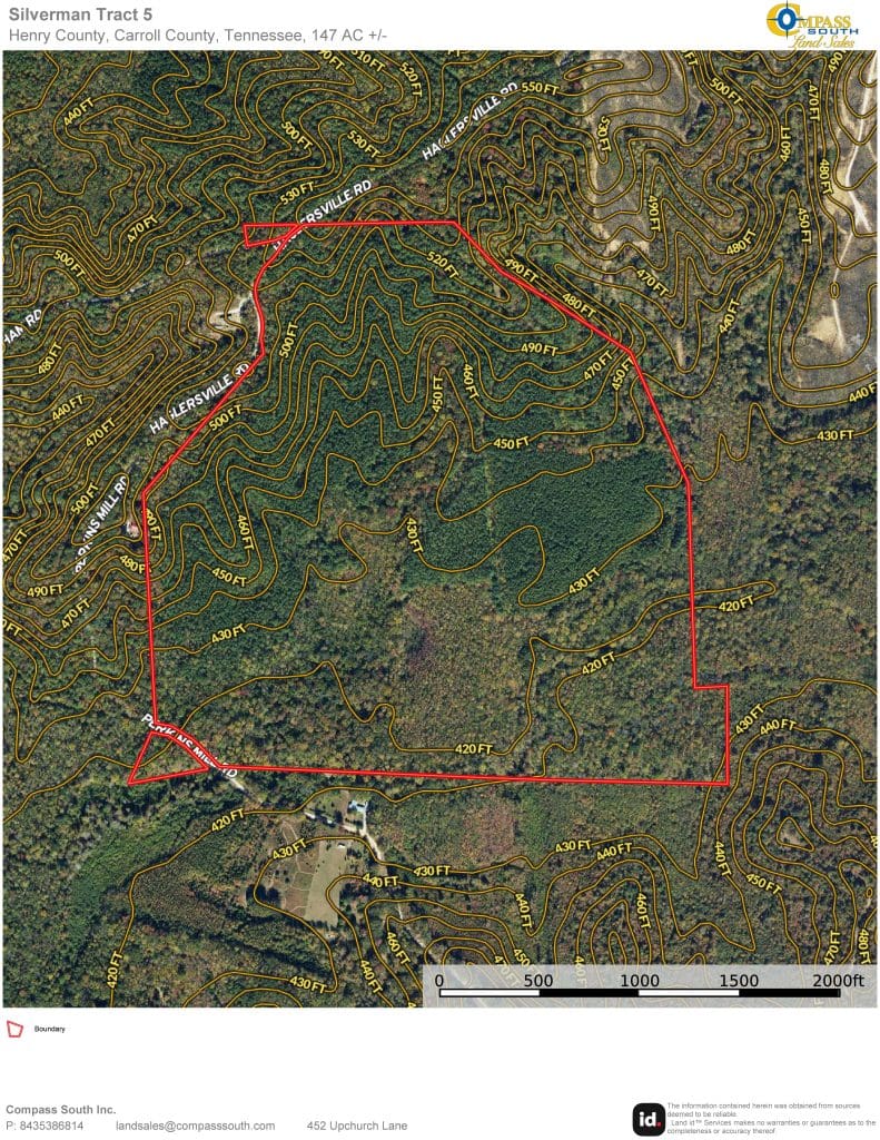 Silverman Tract 5 Aerial Contour Map Tennessee land for sale