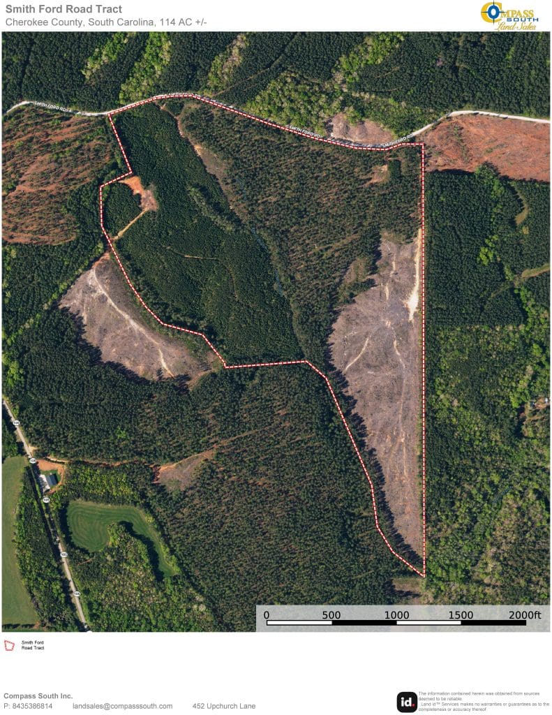 Smith Ford Road Tract Aerial Map Land for Sale in South Carolina