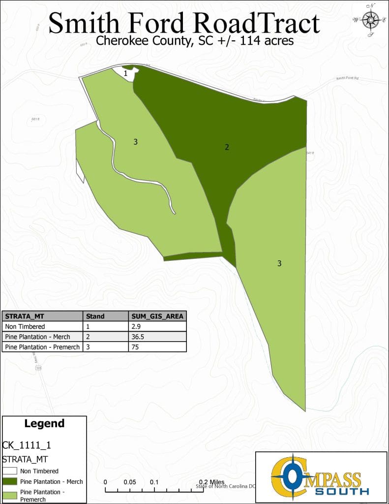 Smith Ford Road Tract Topo Map Land for Sale in South Carolina