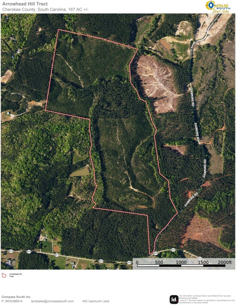 Arrowhead Hill Tract Aerial Map South Carolina land for sale