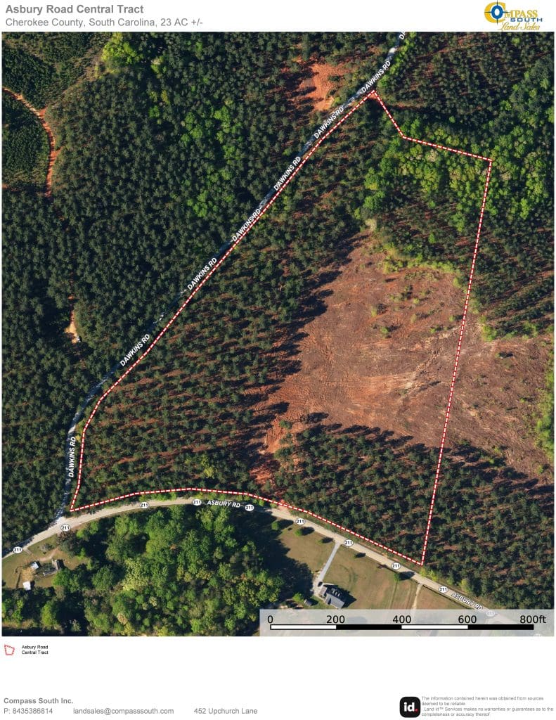 Asbury Road Central Tract Aerial South Carolina land for sale