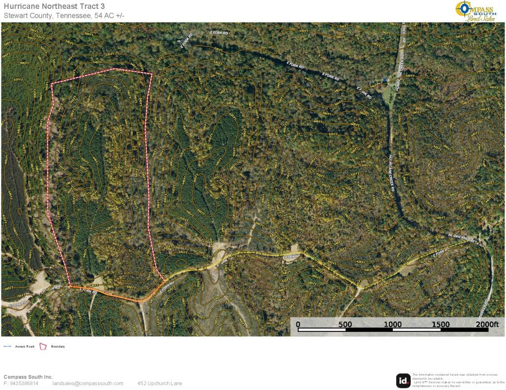 Hurricane Northeast Tract 3 Aerial Contour Tennessee land for sale