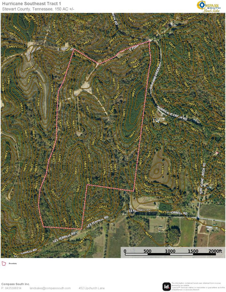 Hurricane Southeast Tract 1 Aerial Contour 
Tennessee land for sale