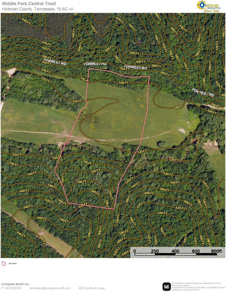 Middle Fork Central Tract Aerial Contour 
Tennessee land for sale