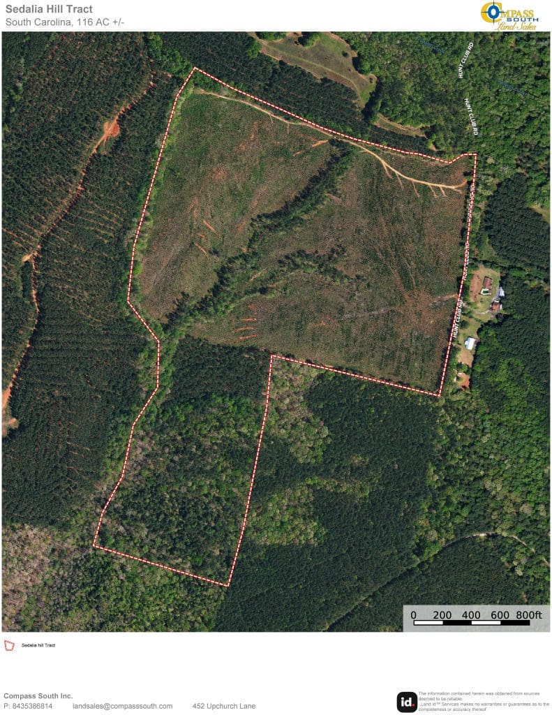 Sedalia Hill Tract Aerial South Carolina land for sale