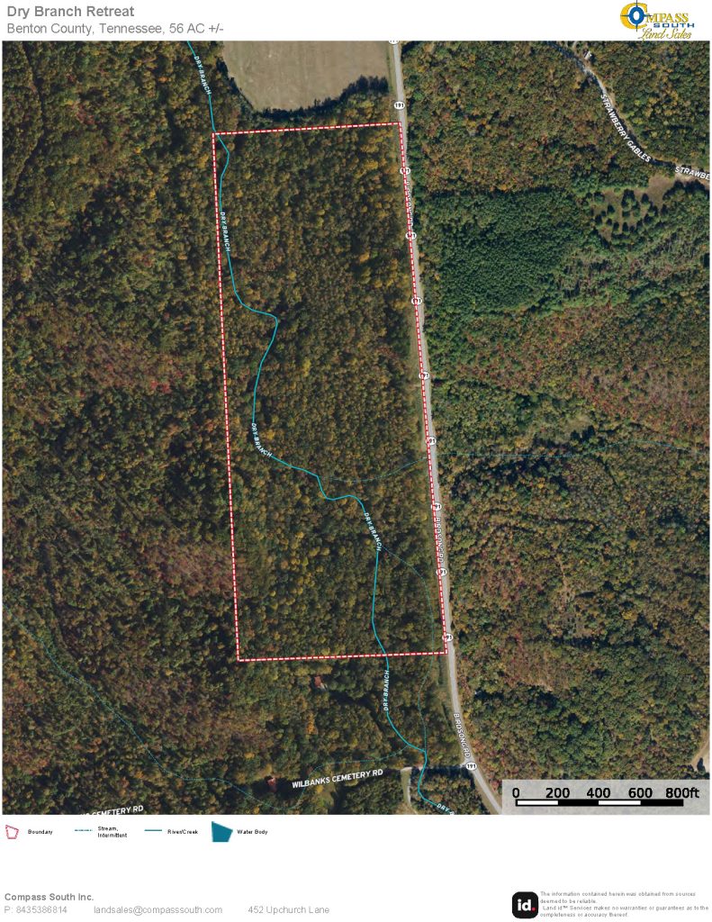 Dry Branch Retreat Aerial  Tennessee land for sale 