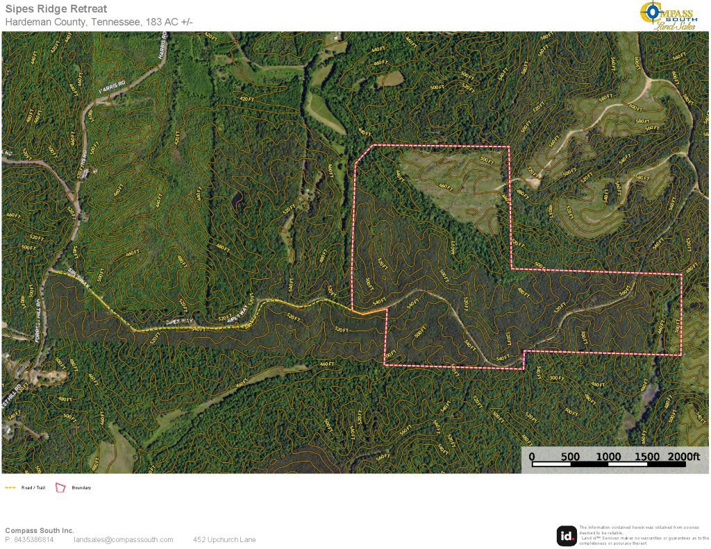 Sipes Ridge Retreat Aerial with Contour 