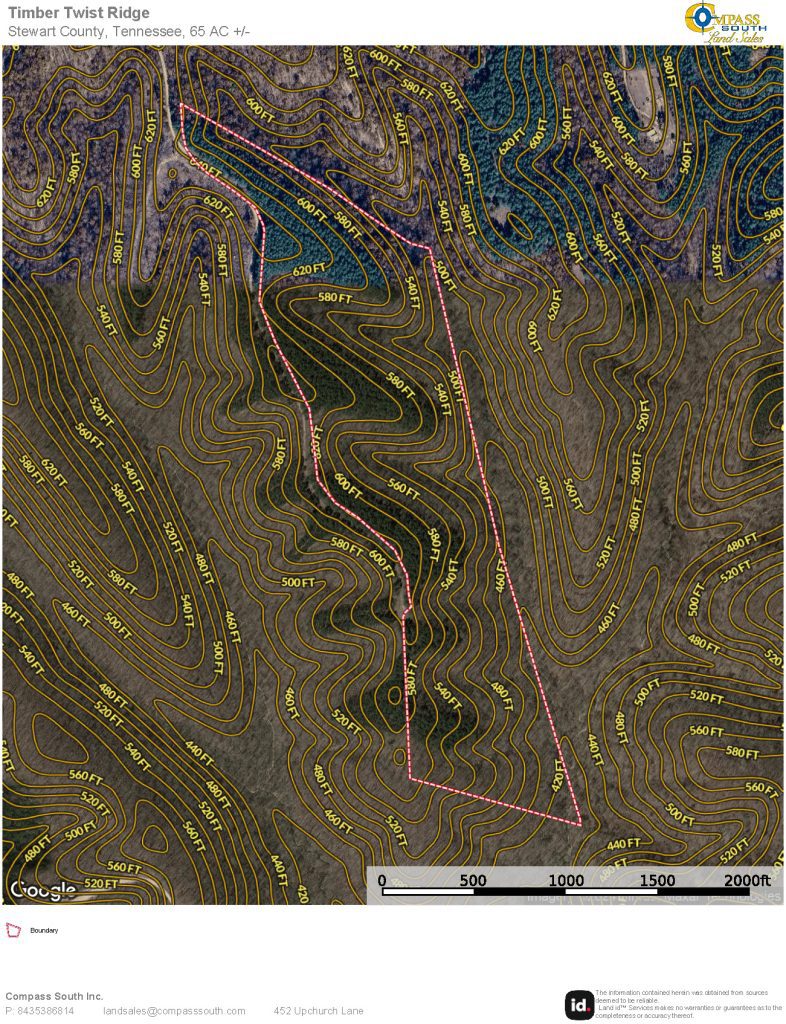 Timber Twist Ridge Aerial Contour Tennessee land for sale