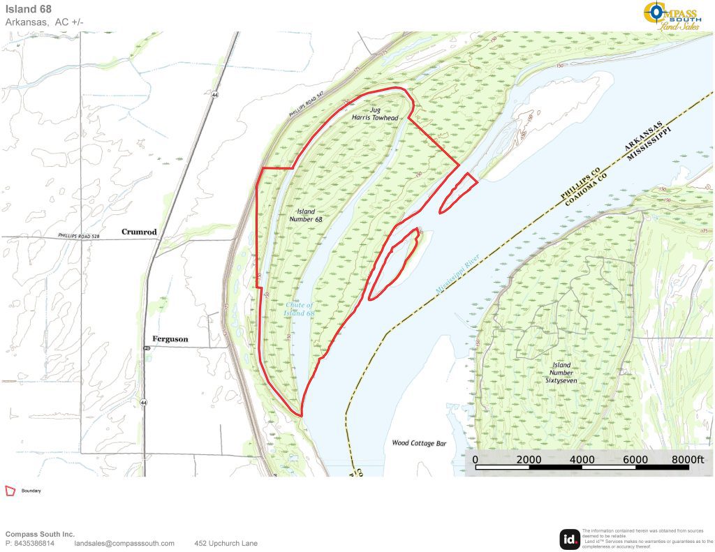 Island 68 Tract Topo Map 
Island 68 Arkansas Land for Sale