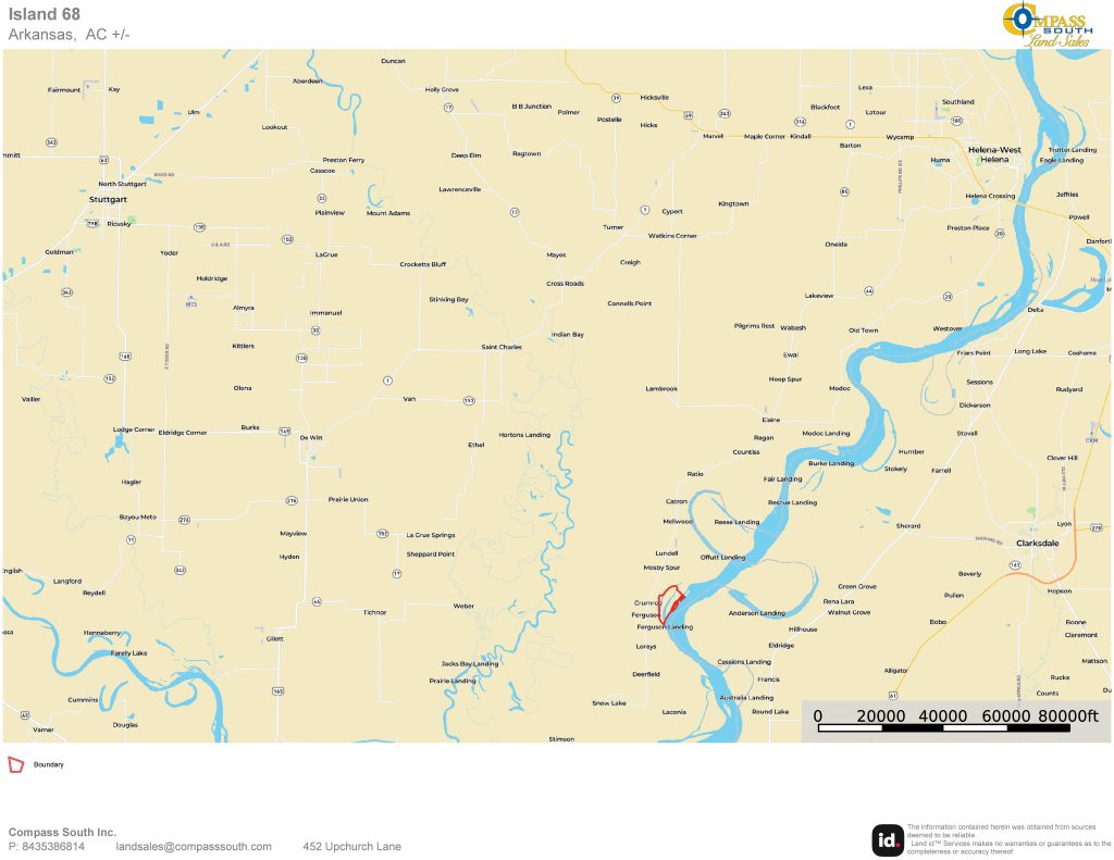 Island 68 Tract Location Map 
Island 68 Arkansas Land for Sale