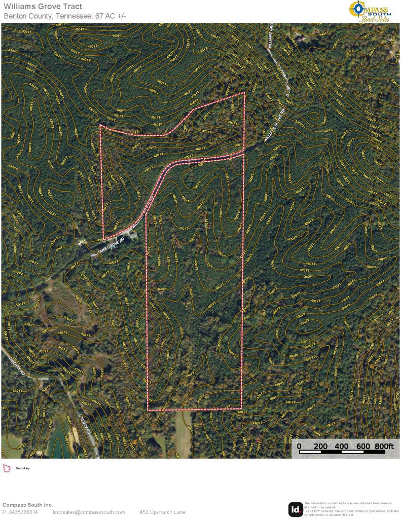 Williams Grove Tract Aerial with Contour Map 