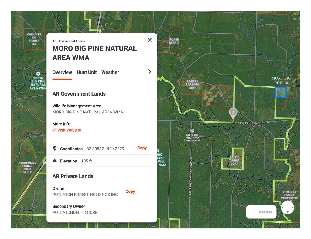 Moro Big Pine WMA Map